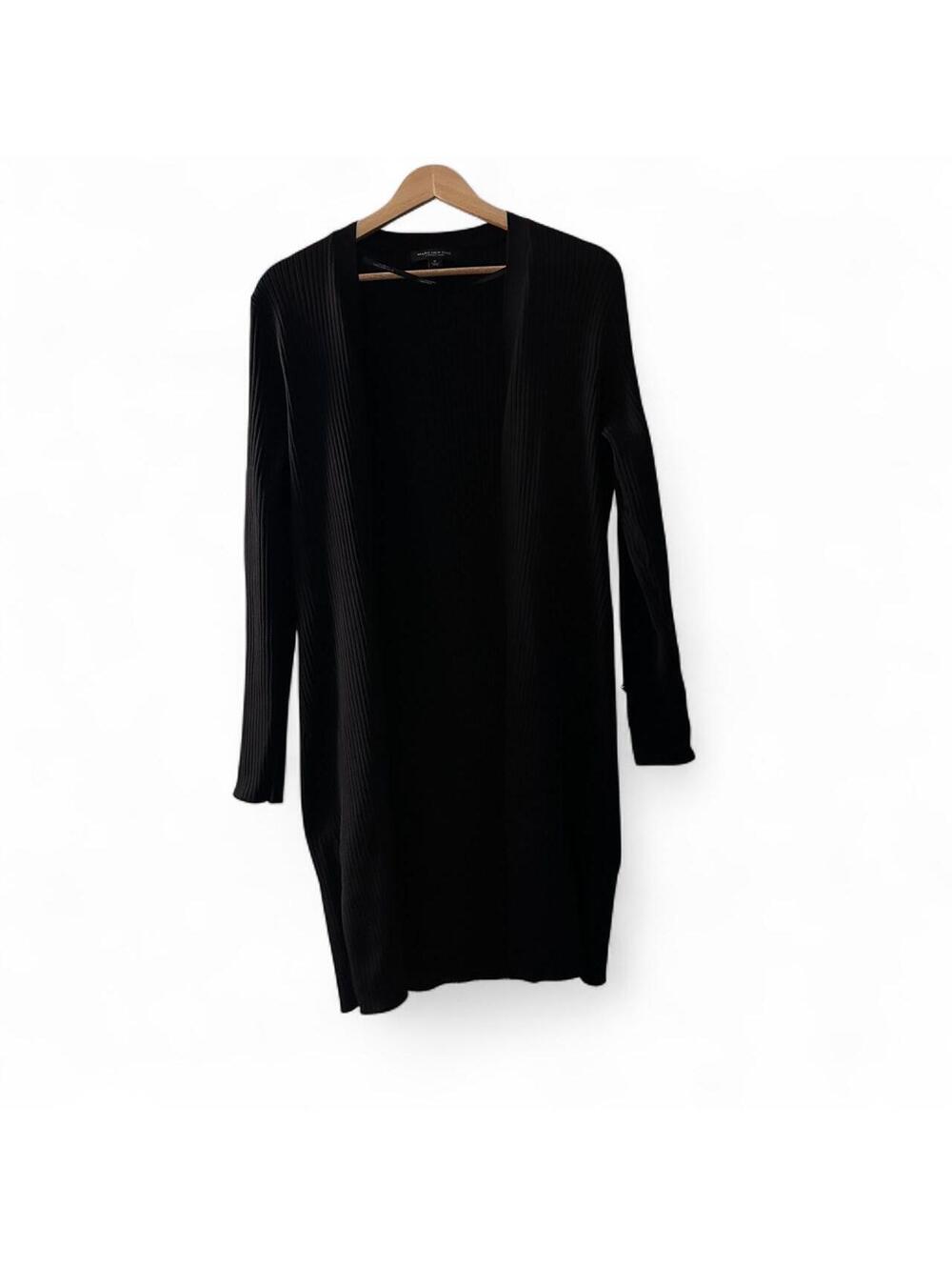 Marc New York Andrew Marc Black Ribbed Long Cardigan Duster M